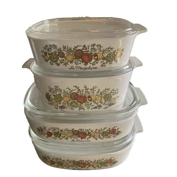 VINTAGE Corning Ware SET  Spice of Life WITH LIDS (8 pieces). Made in the USA - Picture 1 of 15